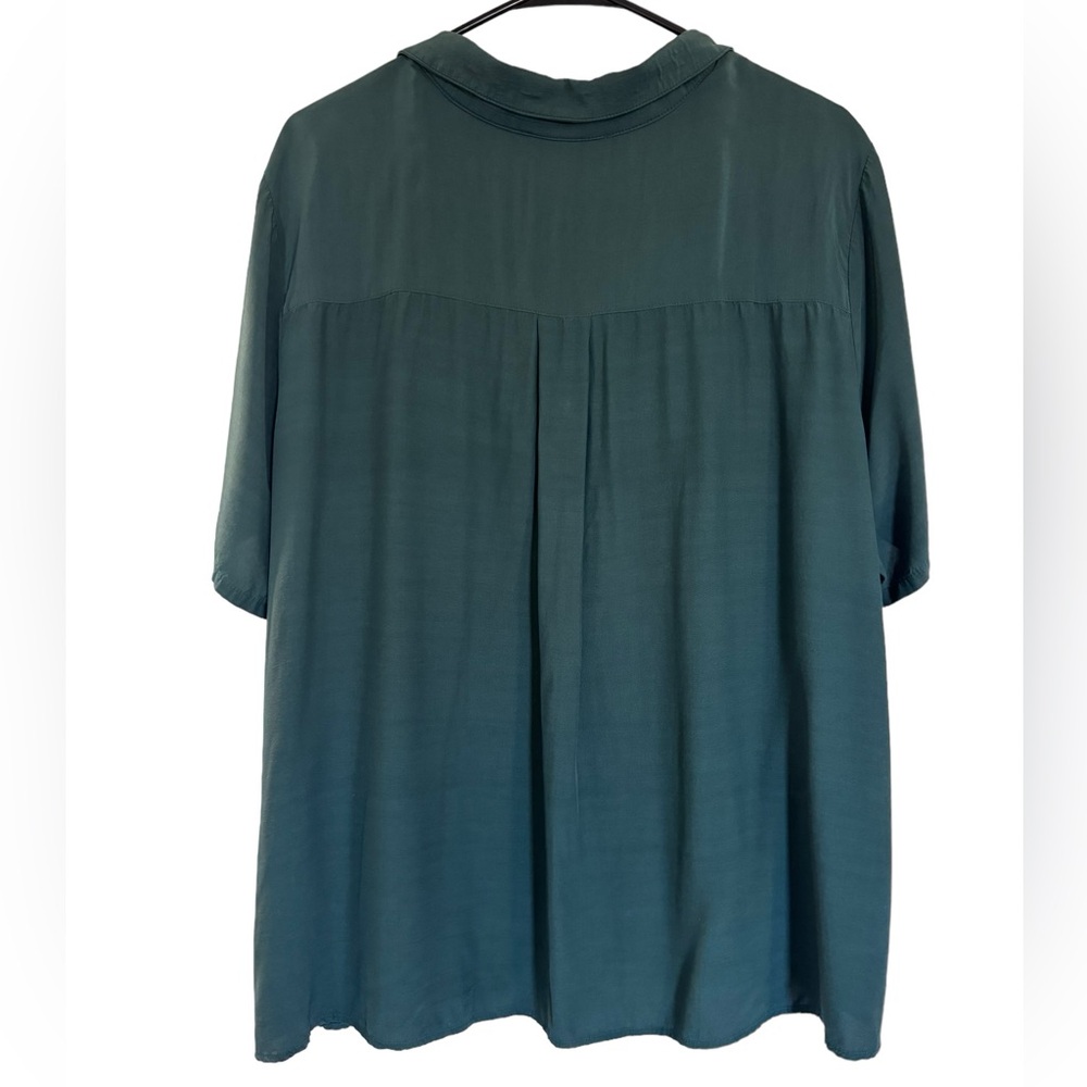 Modcloth Such A Cat-Ch Button Up Top Emerald Gree… - image 2